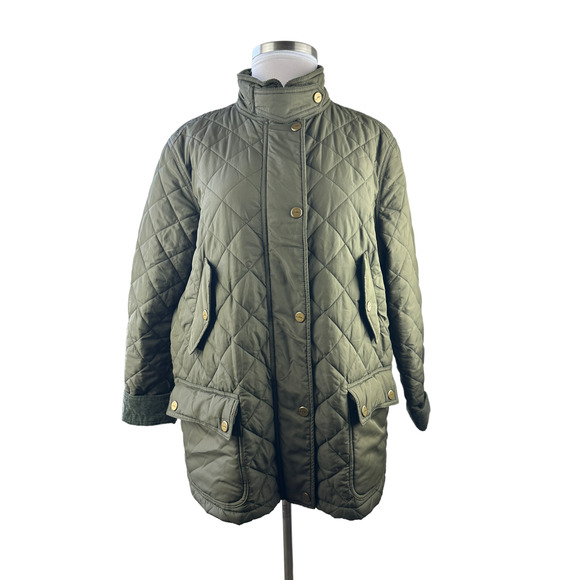 Lauren Ralph Lauren Quilted Barn Field Jacket Coat Zip Snap Green Plus Size 3X - Picture 2 of 15